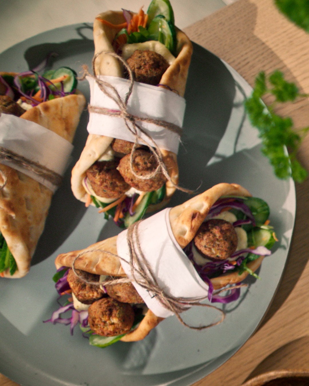 Pita vegana con falafel