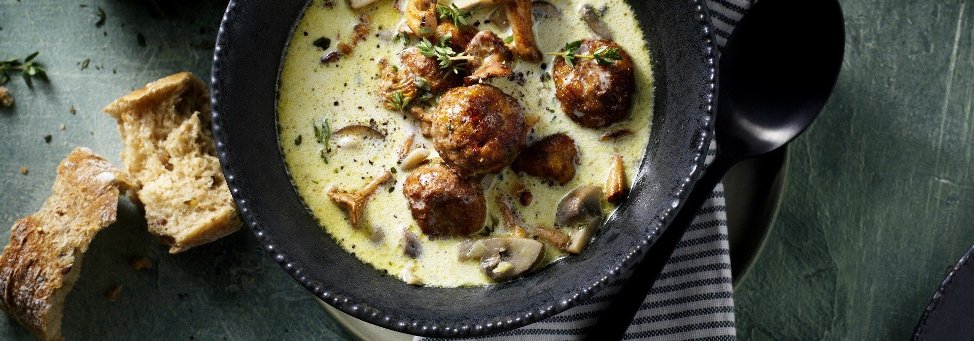 Creamy Mushroom Soup with Veggie Balls