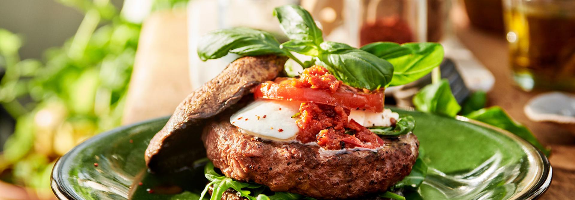 Sensazionale hamburger "caprese" piccante Portobello