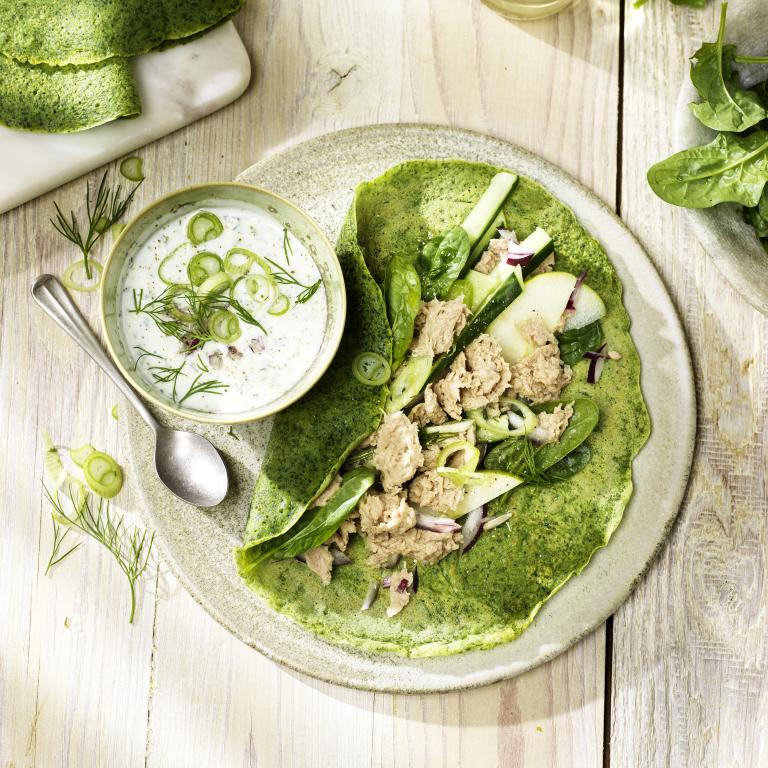 Crêpe salata ripiena di Vuna e salsa allo yogurt Wraps_Green