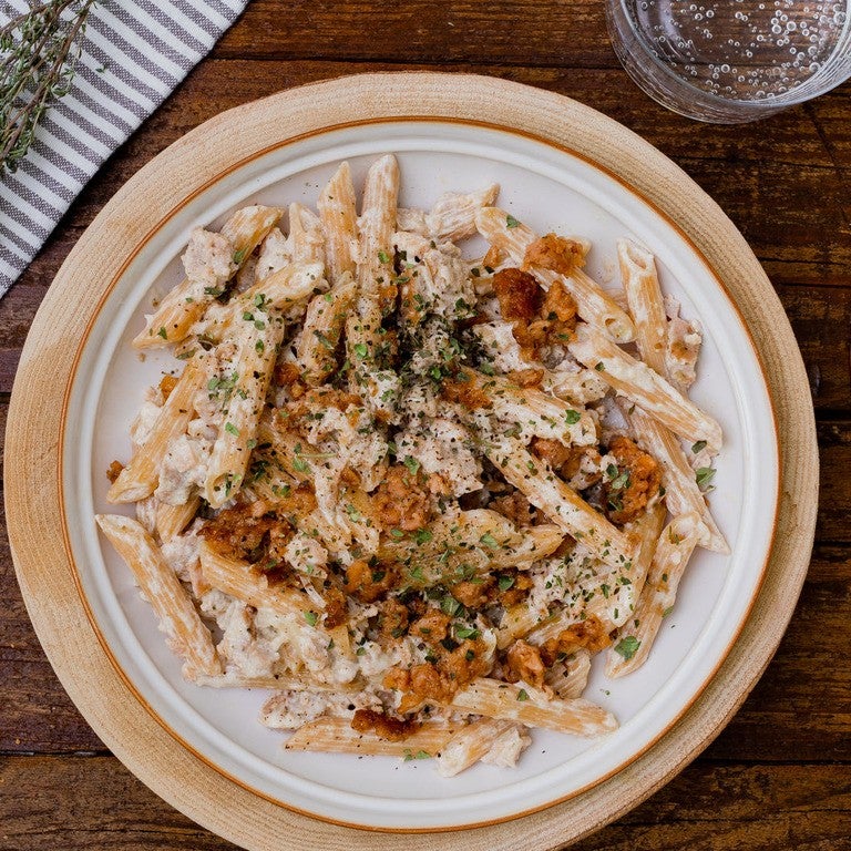 Pasta with cream and sausage