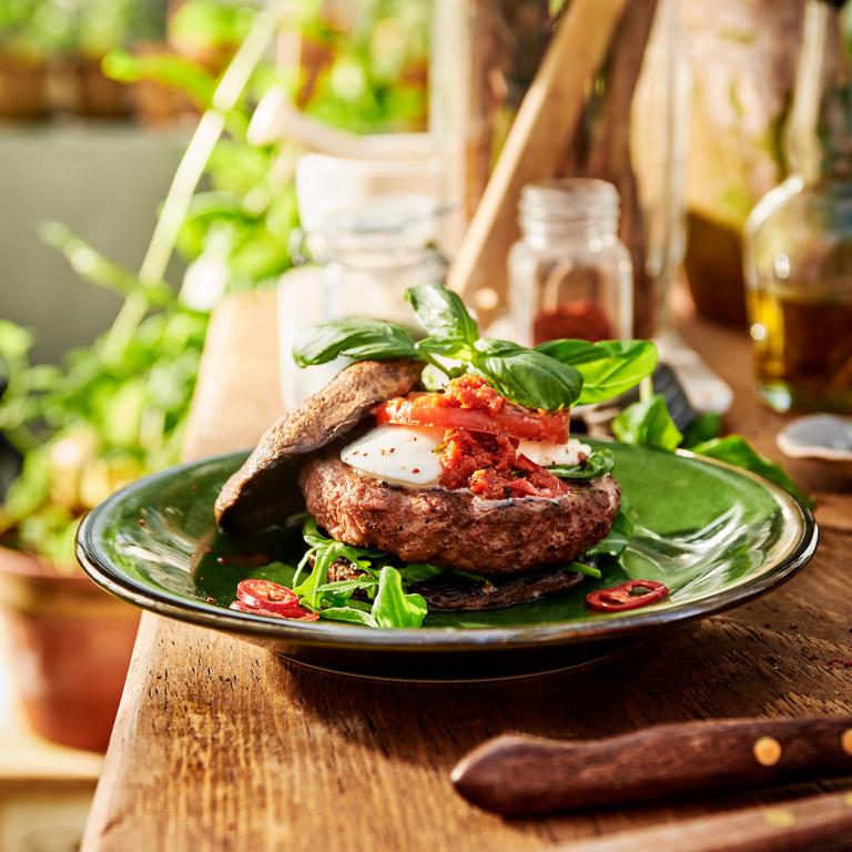 Sensazionale hamburger &quot;caprese&quot; piccante Portobello